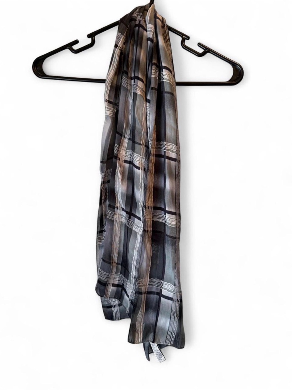 Vintage Elaine Gold Collection 100% Silk Plaid Scarf